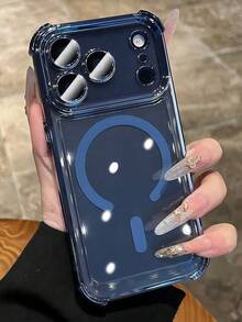 Magnetic Luxury Shockproof Phone Case, Supports Magnetic Wireless Charging, Compatible With 17 Pro Max, 17 Pro, 17, 16, 15, 14, 13 Pro Max, Provides Full-Coverage Back Protection - Far Peak Blue - View 3