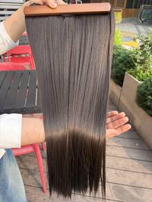 Tóc nối thẳng dài 26 inch WIGGAGA với 5 kẹp cài, thích hợp cho nữ và bé gái trong kỳ nghỉ hè và ngày Valentine. - màu nâu - Xem 4