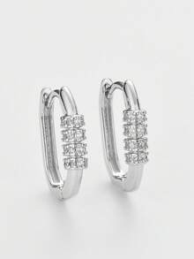 1 Đôi bông tai nhỏ hình học bằng kim loại, đính đá Zirconia, dành cho nữ, thích hợp làm quà tặng thời trang phong cách hip hop và dự tiệc. - bông tai khóa số - Xem 8