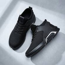 Tenis de hombre en oferta y zapatos para hombre deportivos casuales de malla transpirable con cordones elásticos, tenis para hombre de moda estilo coreano ligero y cómodo para caminar, calzado masculino con suela antideslizante y amortiguación, zapatos cómodos versátiles de estilo urbano y moderno - Blanco - Ver 2