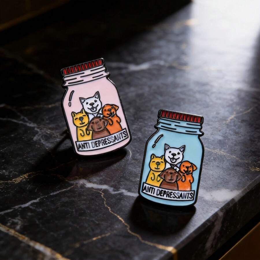 [Dog Brooch & Badge] Cross Border New Cute Dog Shaped Alloy Drip Oil Brooch, Dog Badge In Bottle, Clothing And Accessories Wholesale - Pink Color - View 1