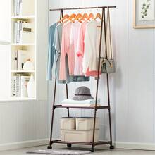 1pc Simple Floor Standing Clothes Hanger Rack, Bedroom Garment Organizer Rack With Dual Bars - Multicolor - View 14