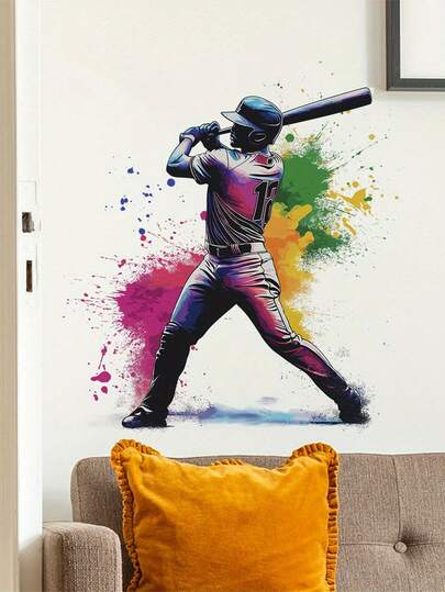 1 Miếng Dán Tường Hình Bóng Cầu Thủ Bóng Chổi Hiện Đại Có Thể Tháo Rời - Trang Trí Nhà Cửa Sống Động, Có Thể Tái Sử Dụng Cho Phòng Ngủ, Phòng Khách hoặc Lối Vào, Tự Dính & Dán Được Nhiều Bề Mặt, Chủ Đề Thể Thao, Trang Trí Phòng Ngủ