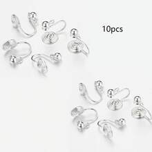 10pcs Stainless Steel Mosquito Coil Ear Clips Converter, Painless Invisible Earrings, DIY No Piercing U-Shaped Earrings - Multicolor - View 9