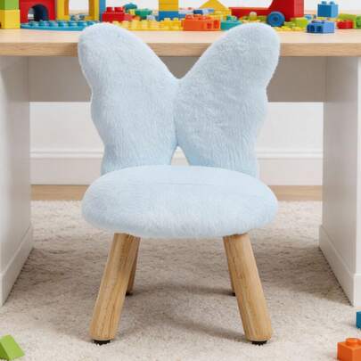 Chairus Cute Kids Chair Faux Fur Toddler Chair With Wooden Legs Butterfly Kids Armchair For Reading/Bedroom