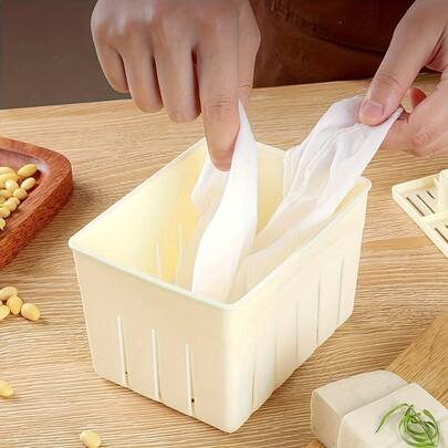 1 Set Plastic DIY Tofu Mold, Including Cheese Mold And Tofu Cloth, Suitable For Home Kitchen Use