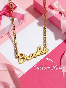 Personalized Name Necklace With Figaro Chain, Handmade Jewelry, Personalized Christmas Gift For Teenager - Multicolor - View 2