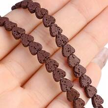 Hạt đá núi lửa hình trái tim, 1 dải đá núi lửa tự nhiên, mặt dây chuyền hình trái tim, phong cách Bohemian để làm vòng cổ, vòng tay, bông tai, đồ trang sức tự làm trong kỳ nghỉ. - Trái tim nhỏ bé - Xem 19