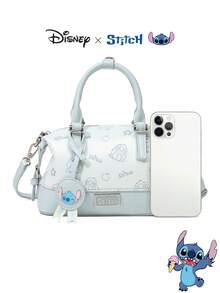 Disney 官方 Stitch 联名系列 Charm & Stitch 印花波士顿包 - 卡通印花单肩包，休闲时尚手提包，生日礼物 - 彩色 - 查看 6