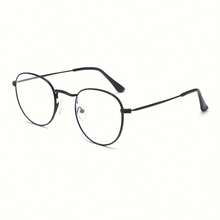 1pc Metal Frame Glasses - Minimalist Round Frame, Full Rim Design, Black Frame - Unisex, Suitable For Daily And Formal Occasions - Retro Style, Durable Material - 1 Pc - Black - View 5