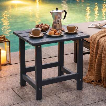 Bosmiller HDPE Outdoor Side Table - All Weather Performance Patio Side Table, Waterproof Small Outdoor End Table  For Patio, Garden, Lawn, Pool, Balcony, Living Room, Black