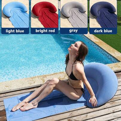 Foldable Inflatable Beach Mat, Lightweight And Portable, Waterproof Picnic Camping Gear, Suitable For Outdoor Camping, Beach Party, Bathroom, Swimming Pool, Beach Camping Essential, Friends Gathering, Outdoor Cooking, Summer Pool Accessories, Summer Inflatable Toys