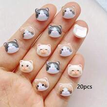 20/50/100pcs Mixed Random Mini Cartoon Fish Craft Decor, Resin DIY Animal Cat Cute Jewelry Accessories - Cat - View 10