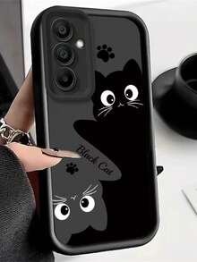1个可爱黑猫彩绘手机壳 - 白色 - 查看 4