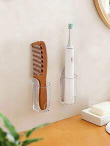 1/2pcs Electric Toothbrush Holder, Wall Mounted Bathroom Electric Toothbrush Rack, Self-Adhesive Electric Toothbrush Storage Organizer To Save Space - Multicolor - View 12