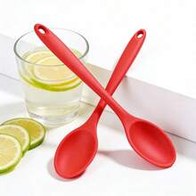 8" Silicone Basting Spoon, Heat Resistant Non-Stick - For BBQ, Baking - , Dishwasher - Red (2/4/6 Pack) - Red - View 1