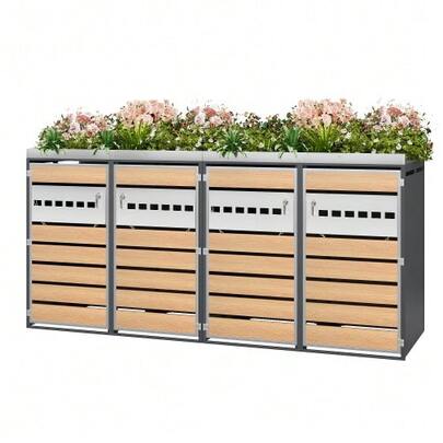 Garbage Storage Box, With Lock, Two Doors, Planting Area, With Ventilation