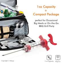 Ofargo Meat Marinade Injector Syringe Kit, 1oz BBQ Flavor Injector With 2 Stainless Steel Needles, Leakproof Plastic Meat Injector For Turkey, Chicken, Beef & Grill Smoking, Red - Red - View 5