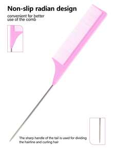 4/8pcs Set Hair Sectioning Comb, Rat Tail Comb, Highlighting Comb, Sectioning Comb, 1pc Carbon Fiber Plastic Hair Dye Comb, Stainless Steel Rat Tail Dye Comb, Highlighting Comb, Sectioning & Volumizing Comb - Multicolor - View 4