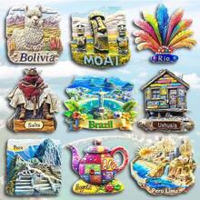 1 pièce Aimant de réfrigérateur en résine 3D, souvenir de voyage en Amérique du Sud - Brésil, Argentine, Bolivie, Pérou, Lima, Rio de Janeiro, Colombie, Bogota, Chili, Machu Picchu, Ushuaia, MOAI, Uruguay, Chutes d'Iguazu, autocollant magnétique de collection, décoration murale, œuvre d'art pour armoire de cuisine/chambre, petit cadeau créatif et significatif pour un voyage en Amérique du Sud - multicolore - Voir 1