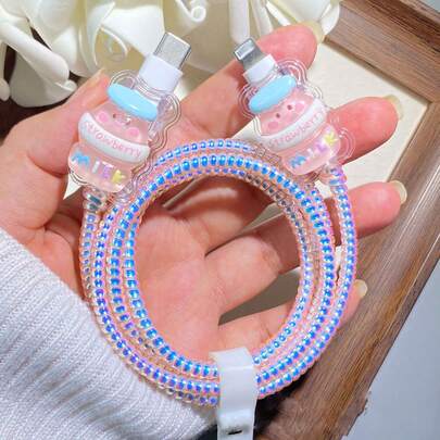 4 chiếc ống bảo vệ cáp sạc thủ công, có keo dính, giúp ngăn ngừa đứt cáp sạc, bảo vệ cáp sạc đa năng.