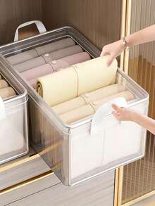 5 piezas Cajas de almacenamiento de ropa para bebé, organizadores transparentes apilables con marco de acero & asas para ropa, pañales, juguetes y almacenamiento de guardería - Caja de almacenamiento - Ver 4