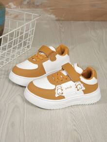 1 Pair Kids Spring Soft Bottom Casual Sneakers, Lightweight Sports Shoes For Boys And Girls - Camel - View 1