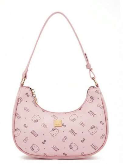 SANRIO 1个Hello Kitty粉色斜挎包 - 时尚女士手提包，大容量，适合收纳化妆品和日常用品。采用优质合成皮革制成，配有顺滑拉链，是通勤、购物、旅行和休闲活动的理想之选。是圣诞节、万圣节、生日和各种节日的完美礼物，也是Hello Kitty粉丝和女性的时尚可爱配饰。