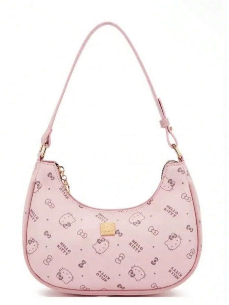 SANRIO 1个Hello Kitty粉色斜挎包 - 时尚女士手提包，大容量，适合收纳化妆品和日常用品。采用优质合成皮革制成，配有顺滑拉链，是通勤、购物、旅行和休闲活动的理想之选。是圣诞节、万圣节、生日和各种节日的完美礼物，也是Hello Kitty粉丝和女性的时尚可爱配饰。 - 彩色 - 查看 1