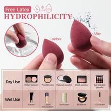 Bộ cọ trang điểm độc đáo BS-MALL kèm bông phấn, cọ phấn chất lượng cao, bông phấn hình tam giác, bông phấn mini chi tiết. - Hồng - Xem 5