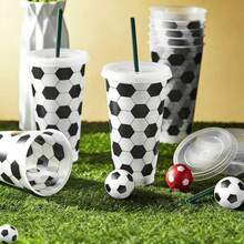 10 piezas/Set 710ml Vasos de plástico reutilizables con temática de la Copa Mundial 2026, gruesos y resistentes, pueden contener agua, café, té, leche, limonada, té mixto, jugo. Portátiles y fáciles de limpiar, adecuados para ver los partidos de la Copa Mundial, fiestas de fútbol y celebrar victorias. Un regalo perfecto durante la Copa Mundial de Estados Unidos-Canadá-México. - Multicolor - Ver 2