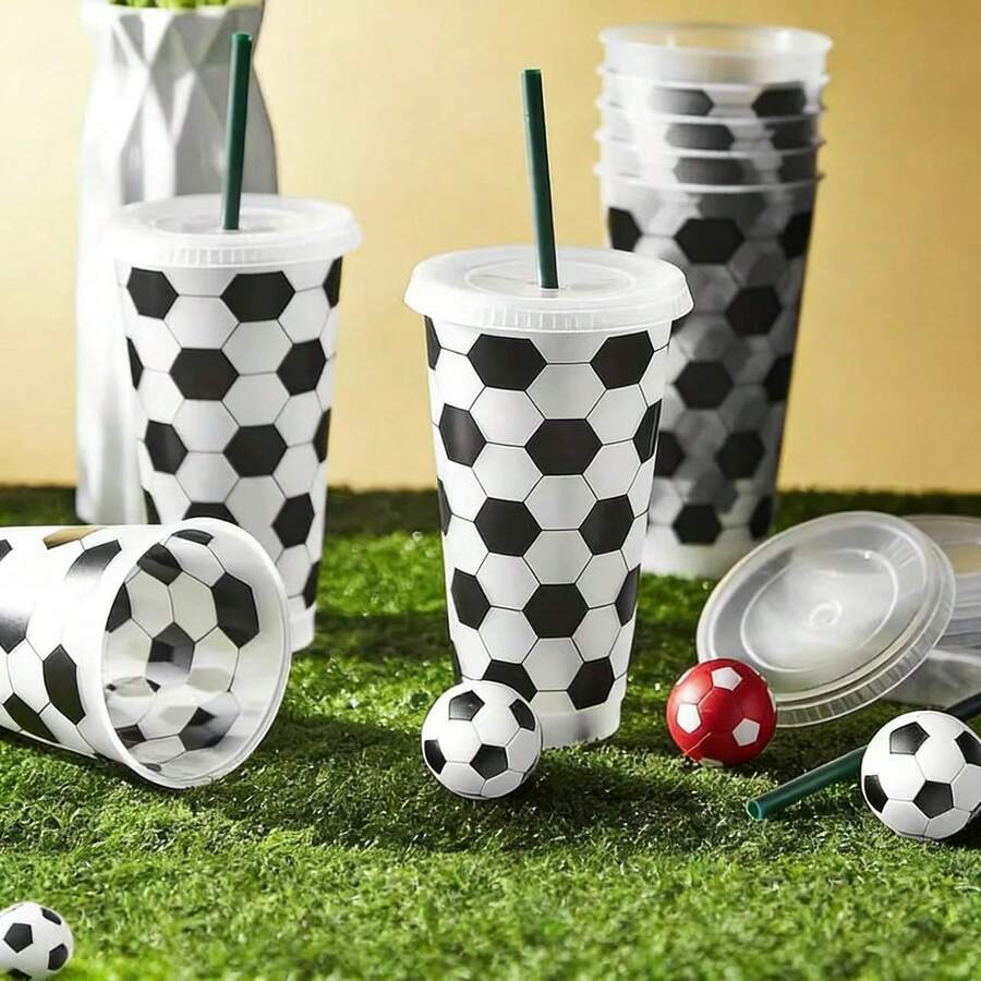 10 piezas/Set 710ml Vasos de plástico reutilizables con temática de la Copa Mundial 2026, gruesos y resistentes, pueden contener agua, café, té, leche, limonada, té mixto, jugo. Portátiles y fáciles de limpiar, adecuados para ver los partidos de la Copa Mundial, fiestas de fútbol y celebrar victorias. Un regalo perfecto durante la Copa Mundial de Estados Unidos-Canadá-México.