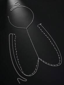 1 chiếc dây đeo eo kiểu yếm đính pha lê gợi cảm, trang sức cơ thể phù hợp cho tiệc bãi biển, quà tặng ngày lễ. - Bạc - Xem 6