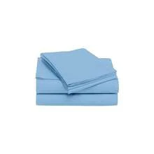 Sleeper Sofa Bed Sheet, 400 Thread Count, 4 Piece Set, Deep Pocket Fitted Sheet, Soft Wrinkle Breathable, Luxury Hotel Quality, Fits Up To 6 Inch Mattress ( Sky Blue) - Queen 6" Drop + Sky Blue Solid - View 2