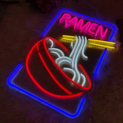 1 Biển hiệu neon hình mì ramen, đèn LED treo tường dễ thương, đèn trang trí điện áp thấp chạy bằng USB, thích hợp cho nhà hàng, khách sạn, nhà bếp, quán ăn nhanh, quán ăn và trang trí phòng.
