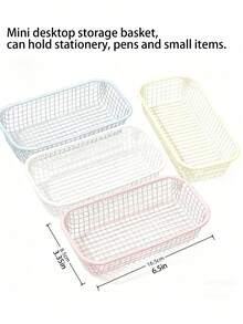 1/2/3/4pcs Decorative Storage Baskets, Smooth Edge Reinforced Metal Wire Mesh Organizer Rack, Suitable For Teachers And Artists' Desk Storage Boxes, Can Be Used To Organize Painting Tools, Toiletries And Daily Sundries, Suitable For Office, Bedroom Or Home Storage, Desk Organizer Travel Season - Multicolor - View 6