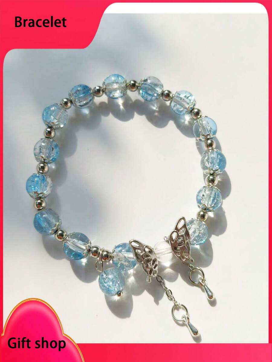 1 chiếc vòng tay hình bướm màu tím thanh lịch, thiết kế độc đáo cao cấp với mặt dây chuyền tinh tế, phụ kiện ngày Valentine. - Nhiều màu - Xem 1