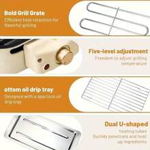 AORAN Versatile Electric Grill: Smokeless Indoor BBQ, Portable Griddle. Non-Stick, Dishwasher, Lightweight. Great For Gatherings, Outdoor Use. Durable, Quick Heat. Perfect Holiday Gift. - US B Type Plug(110-127V) - View 7