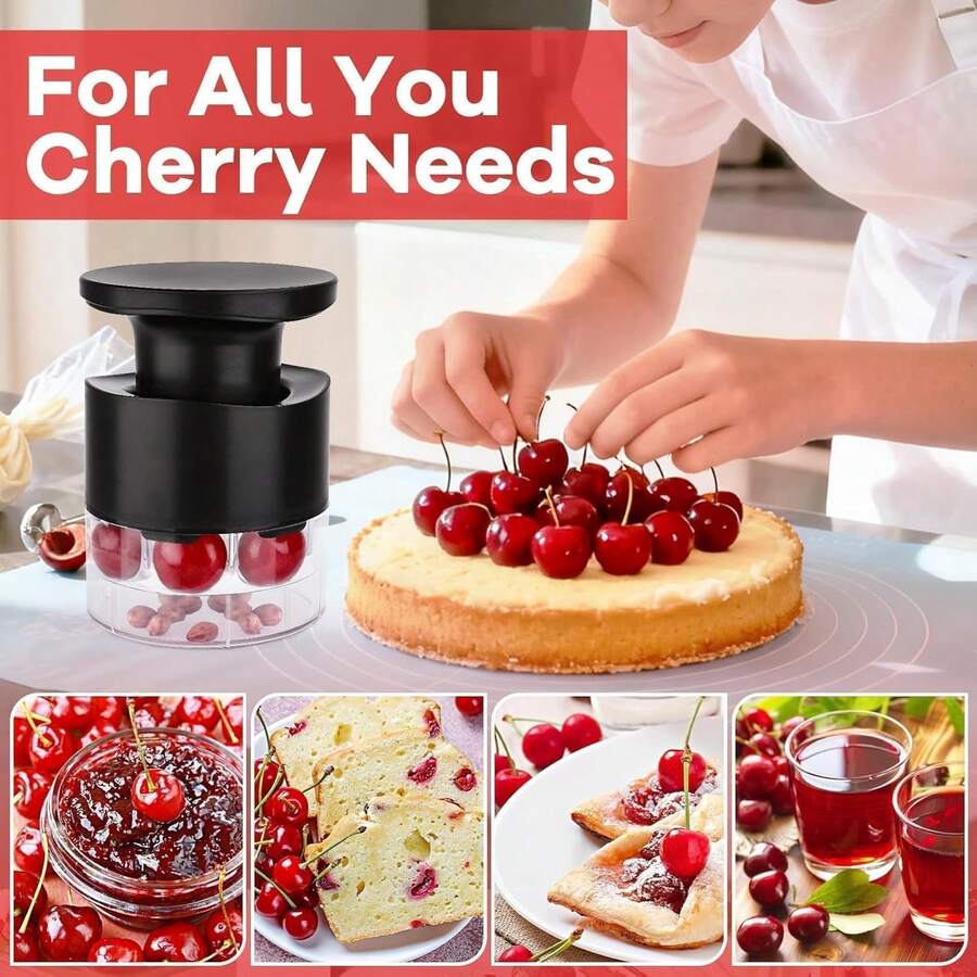 YTWO 7-Hole Transparent Plastic Easy-Press Cherry/Jujube Pitter - Efficient Pitting Tool For Cherries, Jujubes And More, Compact Durable Kitchen Gadget, Gift & Celebration Item