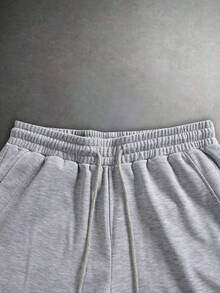 HEYKESON Men's Light Grey Loose Fit Wide Leg Sweatpants, Drawstring Waist Elastic Cuffs, Casual Street Style Joggers - Light Grey - View 7