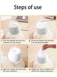 [DIY Candle Making Kit] 20 Wicks DIY Candle Making Kit - 300g/700g Pearled Wax Sand Set, Residue-Free & No Electricity Needed For Crafting Homemade Candles, Candle Making Supplies - A - View 3