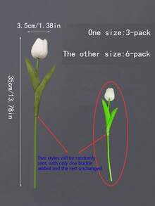 3/6pcs Mini White Tulip Artificial Flowers, Wedding Home Decor Fake Flowers, Tulip Simulation - White - View 11