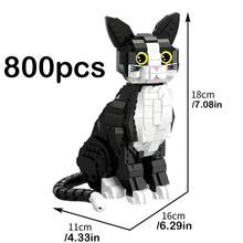 猫咪积木系列：1100片/800片暹罗猫、牛猫，DIY动物拼装积木，可收藏的猫咪模型，大尾巴，可爱装饰摆件，拼装玩具，动物积木，宠物积木，适合成人和青少年，生日礼物，圣诞礼物，情人节礼物 - 彩色 - 查看 7