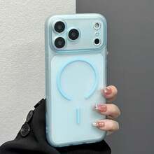 1个极简亲肤磁吸无线充电手机壳，兼容苹果17 Pro Max、Air 16、15、14、13、12 Pro/Max/Plus，磨砂半透明防震保护套 - 透藍 - 查看 2