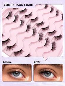 ENCHUW 16 Cặp Mi Giả Nửa Mi Tự Nhiên, Mi Mềm Mịn, Mi Dải Tạo Kiểu Mắt Mèo, Mi Giả Uốn Cong - màu đen - Xem 4