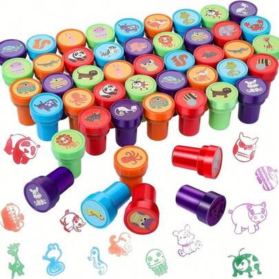 Bộ tem mini hình động vật hoạt hình dễ thương gồm 6/12/24/36 chiếc, tự động đóng mực, dễ cầm nắm, mực có thể giặt sạch, thích hợp cho các dự án DIY vui nhộn và quà tặng trong các bữa tiệc (Ngẫu nhiên)