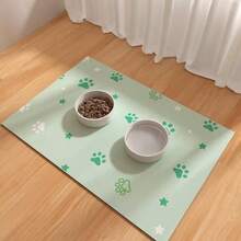 1pc, Adorable Paw Print Design Pet Dining Mat, Quickly Dries, Resistant To Stains And Dust, Cat And Dog Feeding Mat, Easy To Clean Pet Bowl Mat, Dog Floor Mat, Pet Four-Season Mat, Dog Cage Mat, Pet Cage Liner, For Floor Protection. - Multicolor - View 7