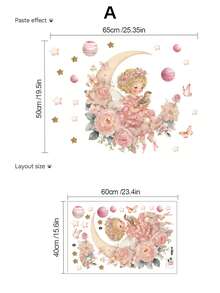Watercolor Fairy Tale Moon Elf Ballet Girl Wall Sticker Self-Adhesive Removable Butterfly Star Moon Elf Sticker Girl Princess Style Sticker Girl Room Dance Classroom Wall Soft Decoration - Wall Stickers - View 4