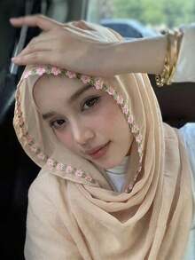1pc New Women's Chiffon Retro Embroidered Headscarf Shawl, Style Long Scarf Hijabs - Multicolor - View 1