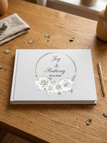 1pc Customized Wedding Guest Book With Watercolor Floral Design, Can Customize Couple's Names And Date, Unique Wedding Memorabilia, Suitable As Wedding Gift - Multicolor - View 11
